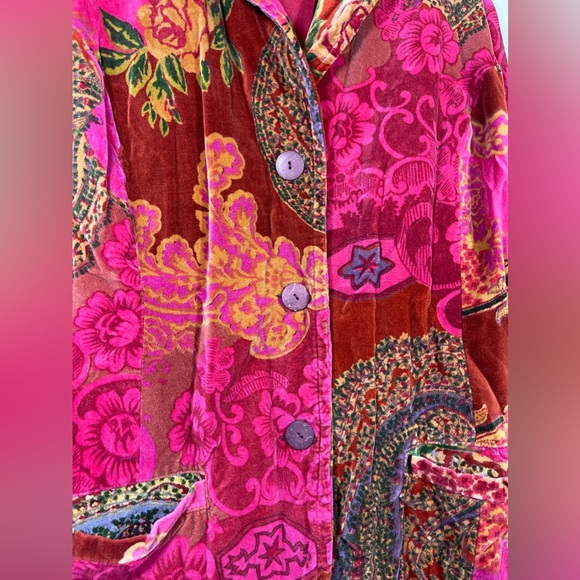 Coldwater Creek Pink Red Floral Paisley Velvet Blazer Jacket Size 1X - Picture 3 of 7
